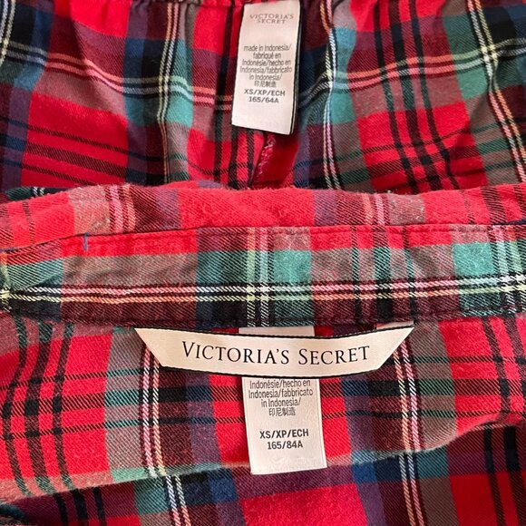 Victoria Secret Pajamas Tartan Checkered Red Size XS - Picture 4 of 9